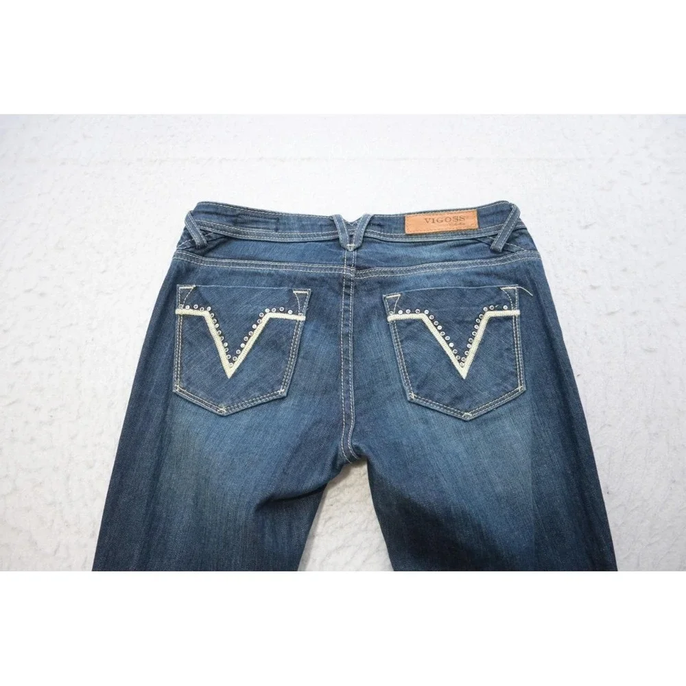 Vigoss Jeans Womens 1/2 26 Blue Skinny Fit Stretch Distressed Studded Excellent